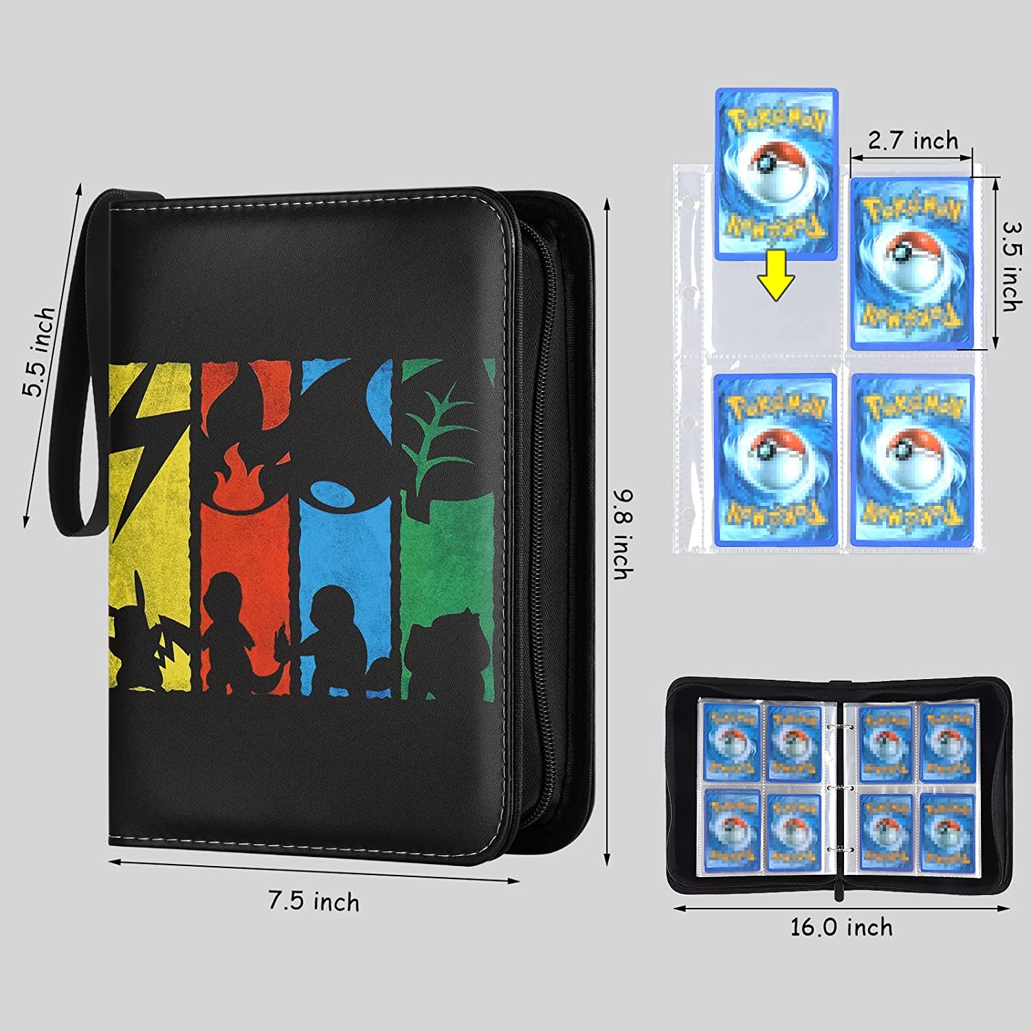 FovBern 4-Pocket Card Binder， Trading Card Binder with 50 Premium Removable Sleeves， Holds Up to 400 Cards， Card Holder Collector Album for Game Cards - Image 3